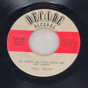Paul Terry As Long as You Love Me / Locked Up In My Heart 45 RPM Vinyl 1974 Rare